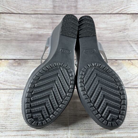 CROCS Sandals Womens Size 6 Leigh II Ankle Strap Platform Wedge Heel Gray - Picture 9 of 11